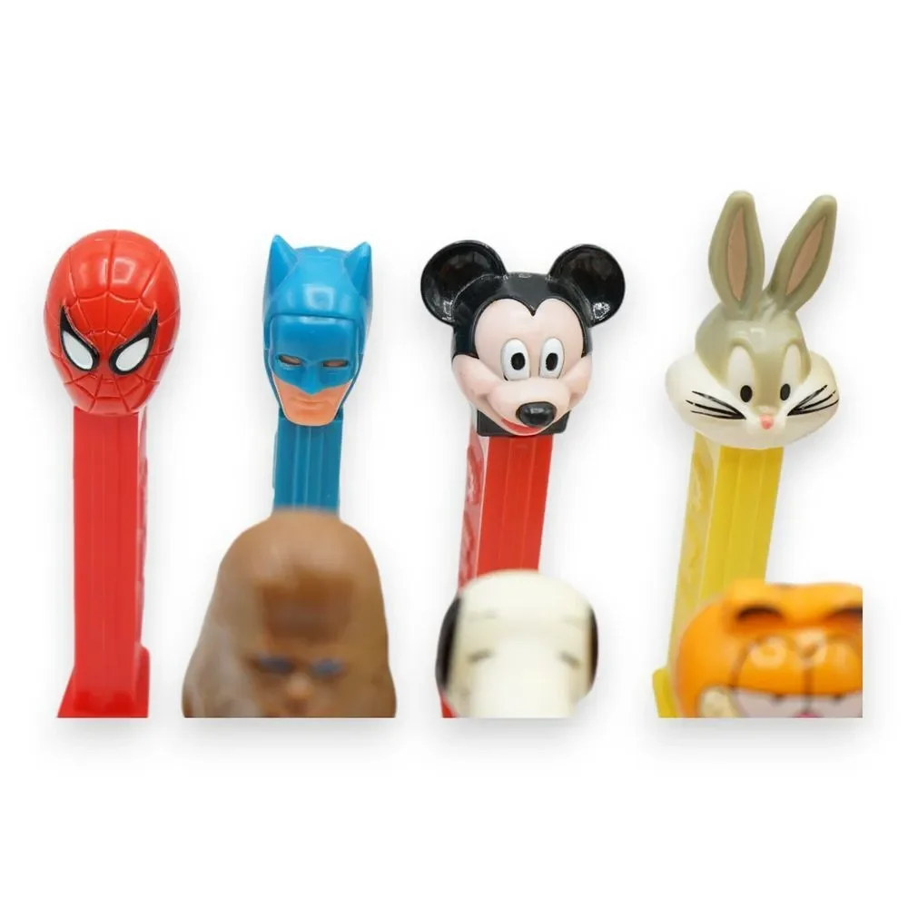 Vintage 90s Pez Dispenser Set of 12 ~ Sam, Batman, Bunny, MIckey Collectionables